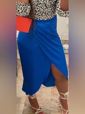 Zara High Low Skirt in Vibrant Blue